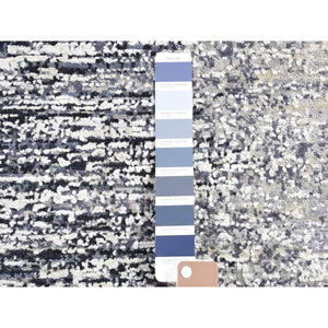 3'x5' Black Pure Silk And Wool Modern Design Hand Knotted Oriental Mat Rug FWR401802