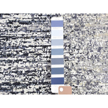 Load image into Gallery viewer, 3&#39;x5&#39; Black Pure Silk And Wool Modern Design Hand Knotted Oriental Mat Rug FWR401802