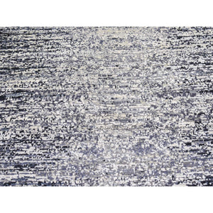 3'x5' Black Pure Silk And Wool Modern Design Hand Knotted Oriental Mat Rug FWR401802
