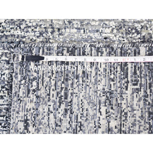 3'x5' Black Pure Silk And Wool Modern Design Hand Knotted Oriental Mat Rug FWR401802