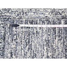 Load image into Gallery viewer, 3&#39;x5&#39; Black Pure Silk And Wool Modern Design Hand Knotted Oriental Mat Rug FWR401802