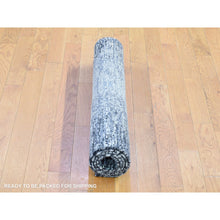 Load image into Gallery viewer, 3&#39;x5&#39; Black Pure Silk And Wool Modern Design Hand Knotted Oriental Mat Rug FWR401802