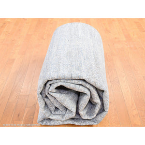 12'x18' Blue Oceanic Wool And Pure Silk Horizontal Ombre Design Hand Knotted Oriental Oversized Rug FWR401844