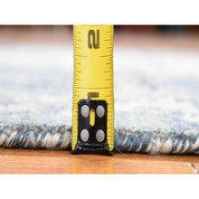 Load image into Gallery viewer, 2&#39;6&quot;x10&#39;1&quot; Hand Knotted Denim Blue Abstract Design Wool And Real Silk Runner Oriental Rug FWR401880