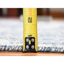 Load image into Gallery viewer, 2&#39;6&quot;x10&#39;1&quot; Hand Knotted Denim Blue Abstract Design Wool and Real Silk Runner Oriental Rug FWR401880