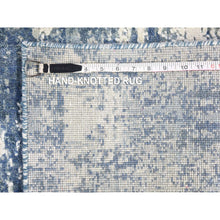 Load image into Gallery viewer, 2&#39;6&quot;x10&#39;1&quot; Hand Knotted Denim Blue Abstract Design Wool And Real Silk Runner Oriental Rug FWR401880