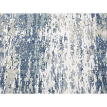 Load image into Gallery viewer, 2&#39;7&quot;x12&#39;1&quot; Hand Knotted Abstract Design Wool And Real Silk Denim Blue Runner Oriental Rug FWR401892