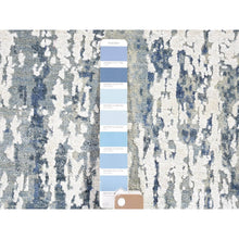 Load image into Gallery viewer, 2&#39;7&quot;x12&#39;2&quot; Hand Knotted Blue Abstract Design Wool And Real Silk Runner Oriental Rug FWR401910