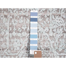 Load image into Gallery viewer, 2&#39;7&quot;x14&#39; Light Blue Wool And Pure Silk Hand Knotted Broken Persian Design Oriental Xl Runner Rug FWR401928