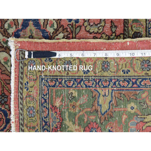 9'2"x19'2" Pink Hand Knotted Antique Turkish Sivas Worn And Distressed, Clean Pure Wool Long And Narrow Gallery Size Oriental Rug FWR401970