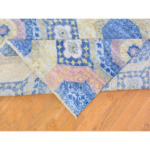 Load image into Gallery viewer, 9&#39;x11&#39;8&quot; Denim Blue Mamluk Repetitive Design With Pastel Colors Hand Knotted Pure Wool Oriental Rug FWR401982