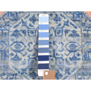 9'x11'8" Denim Blue Mamluk Repetitive Design With Pastel Colors Hand Knotted Pure Wool Oriental Rug FWR401982