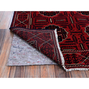 4'x6'4" Crimson Red, Afghan Khamyab with Tribal Medallions Design, Soft and Velvety Wool, Natural Dyes, Hand Knotted, Oriental Rug FWR4014