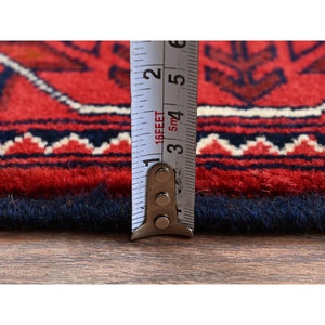4'x6'4" Crimson Red, Afghan Khamyab with Tribal Medallions Design, Soft and Velvety Wool, Natural Dyes, Hand Knotted, Oriental Rug FWR4014