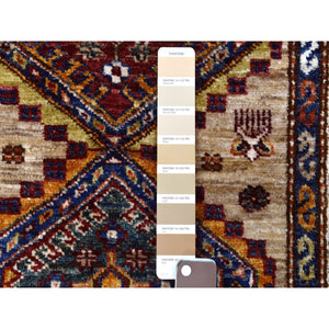 2'8"x10' Beige Geometric Design Natural Wool Super Kazak Hand-knotted Oriental Runner Rug FWR402510
