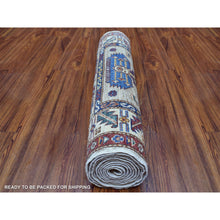Load image into Gallery viewer, 2&#39;8&quot;x10&#39; Beige Geometric Design Natural Wool Super Kazak Hand-knotted Oriental Runner Rug FWR402510