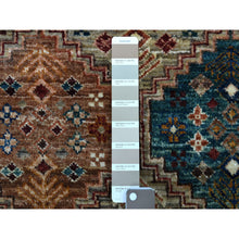 Load image into Gallery viewer, 2&#39;9&quot;x8&#39; Taupe Super Kazak In A Colorful Palette Khorjin Design Pure Wool Hand Knotted Oriental Runner Rug FWR402570