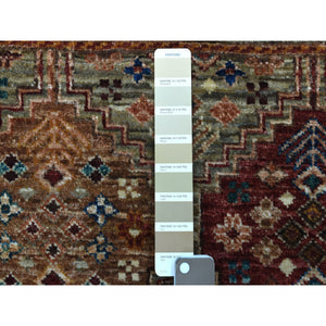 2'9"x8' Hand Knotted Gray Super Kazak Khorjin Design With Colorful Tassles Pure Afghan Wool Oriental Runner Rug FWR402720