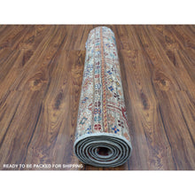 Load image into Gallery viewer, 2&#39;9&quot;x8&#39; Hand Knotted Gray Super Kazak Khorjin Design With Colorful Tassles Pure Afghan Wool Oriental Runner Rug FWR402720