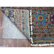 Load image into Gallery viewer, 2&#39;7&quot;x8&#39; Gray Super Kazak Khorjin Design With Colorful Tassels Hand Knotted Vibrant Wool Oriental Runner Rug FWR402732