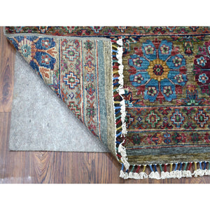 2'7"x8' Gray Super Kazak Khorjin Design With Colorful Tassels Hand Knotted Vibrant Wool Oriental Runner Rug FWR402732