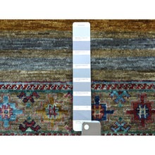 Load image into Gallery viewer, 2&#39;7&quot;x8&#39; Gray Super Kazak Khorjin Design With Colorful Tassels Hand Knotted Vibrant Wool Oriental Runner Rug FWR402732