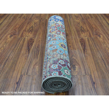 Load image into Gallery viewer, 2&#39;7&quot;x8&#39; Gray Super Kazak Khorjin Design With Colorful Tassels Hand Knotted Vibrant Wool Oriental Runner Rug FWR402732