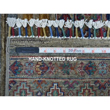Load image into Gallery viewer, 2&#39;7&quot;x8&#39; Gray Super Kazak Khorjin Design With Colorful Tassels Hand Knotted Vibrant Wool Oriental Runner Rug FWR402732