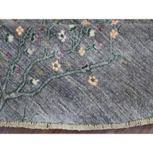 Load image into Gallery viewer, 12&#39;x12&#39; Gray Peshawar Folk Art Willow And Cypress Tree Design Hand Knotted Borderless Round Oriental Rug FWR402954