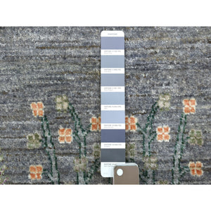 12'x12' Gray Peshawar Folk Art Willow And Cypress Tree Design Hand Knotted Borderless Round Oriental Rug FWR402954