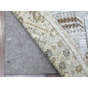 8'3"x8'3" Gray Peshawar With Folk Art Cypress Tree Design Shiny Wool Round Hand Knotted Oriental Rug FWR402978