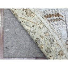 Load image into Gallery viewer, 8&#39;3&quot;x8&#39;3&quot; Gray Peshawar With Folk Art Cypress Tree Design Shiny Wool Round Hand Knotted Oriental Rug FWR402978