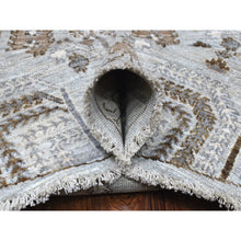 Load image into Gallery viewer, 8&#39;3&quot;x8&#39;3&quot; Gray Peshawar With Folk Art Cypress Tree Design Shiny Wool Round Hand Knotted Oriental Rug FWR402978