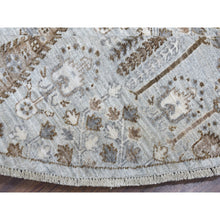 Load image into Gallery viewer, 8&#39;3&quot;x8&#39;3&quot; Gray Peshawar With Folk Art Cypress Tree Design Shiny Wool Round Hand Knotted Oriental Rug FWR402978