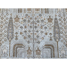 Load image into Gallery viewer, 8&#39;3&quot;x8&#39;3&quot; Gray Peshawar With Folk Art Cypress Tree Design Shiny Wool Round Hand Knotted Oriental Rug FWR402978