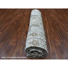 Load image into Gallery viewer, 8&#39;3&quot;x8&#39;3&quot; Gray Peshawar With Folk Art Cypress Tree Design Shiny Wool Round Hand Knotted Oriental Rug FWR402978