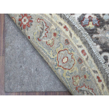 Load image into Gallery viewer, 4&#39;x4&#39; Dark Gray Peshawar With Heriz Design Shiny Wool Round Hand Knotted Oriental Rug FWR403032