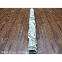 Load image into Gallery viewer, 4&#39;x4&#39; Dark Gray Peshawar With Heriz Design Shiny Wool Round Hand Knotted Oriental Rug FWR403032