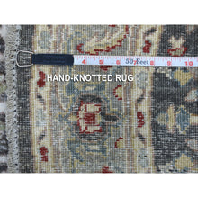 Load image into Gallery viewer, 4&#39;x4&#39; Dark Gray Peshawar With Heriz Design Shiny Wool Round Hand Knotted Oriental Rug FWR403032