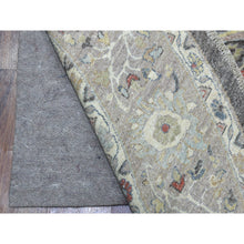 Load image into Gallery viewer, 9&#39;10&quot;x9&#39;10&quot; Dark Gray Peshawar With Heriz Design Lustrous Wool Hand Knotted Oriental Round Rug FWR403098