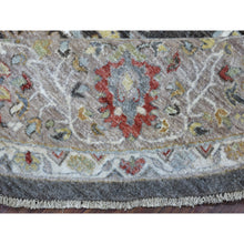 Load image into Gallery viewer, 9&#39;10&quot;x9&#39;10&quot; Dark Gray Peshawar With Heriz Design Lustrous Wool Hand Knotted Oriental Round Rug FWR403098