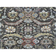 Load image into Gallery viewer, 9&#39;10&quot;x9&#39;10&quot; Dark Gray Peshawar With Heriz Design Lustrous Wool Hand Knotted Oriental Round Rug FWR403098