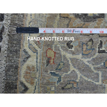 Load image into Gallery viewer, 9&#39;10&quot;x9&#39;10&quot; Dark Gray Peshawar With Heriz Design Lustrous Wool Hand Knotted Oriental Round Rug FWR403098