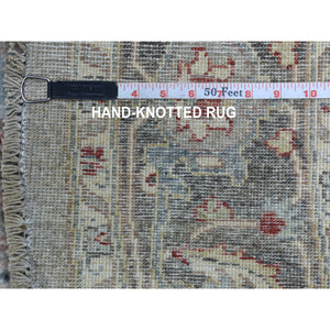 5'9"x5'9" Gray Peshawar With Heriz Design Vibrant Wool Round Hand Knotted Oriental Rug FWR403134