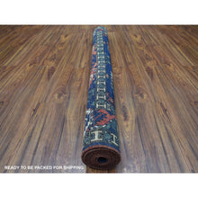 Load image into Gallery viewer, 5&#39;x6&#39;10&quot; Afghan Ersari Elephant Feet Design Hand Knotted Organic Dyes Blue With Pop Of Color Oriental Rug FWR403284