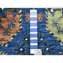 Load image into Gallery viewer, 9&#39;5&quot;x12&#39; Hand Knotted Pure Wool Afghan Ersari Navy Blue With Pop Of Color Elephant Feet Design Oriental Rug FWR403578