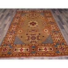 Load image into Gallery viewer, 5&#39;x6&#39;10&quot; Nugget Brown, Afghan Khamyab With Khotan Design, Hand Knotted, Soft And Velvety Wool, Vegetable Dyes, Oriental Rug FWR4032