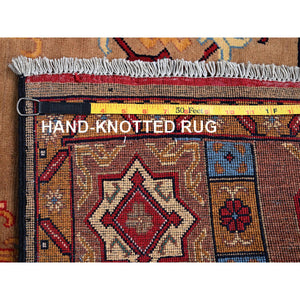 5'x6'10" Nugget Brown, Afghan Khamyab With Khotan Design, Hand Knotted, Soft And Velvety Wool, Vegetable Dyes, Oriental Rug FWR4032