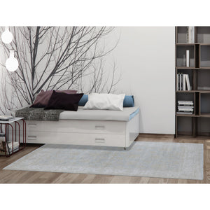6'x8'10" White Wash Peshawar Pure Velvety Wool Light Gray With Soft Colors Hand Knotted Oriental Rug FWR404250