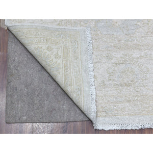 6'x8'10" White Wash Peshawar Pure Velvety Wool Light Gray With Soft Colors Hand Knotted Oriental Rug FWR404250